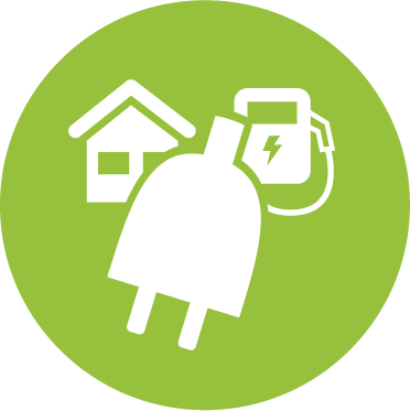 Icon mit Auto, Ladesäule, Stecker und Blatt, steht für einen reinen Ladetarif.