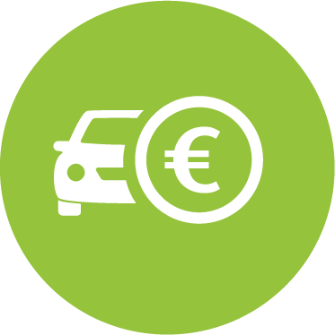 Icon mit Auto, Münze und Blatt, steht für die THG Prämie.